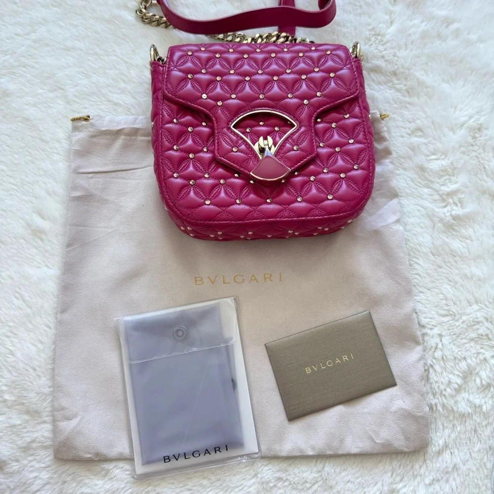 NWT!!! BVLGARI Divas Dream Bag Quilted Leather Medium Authentic Retail 1800$